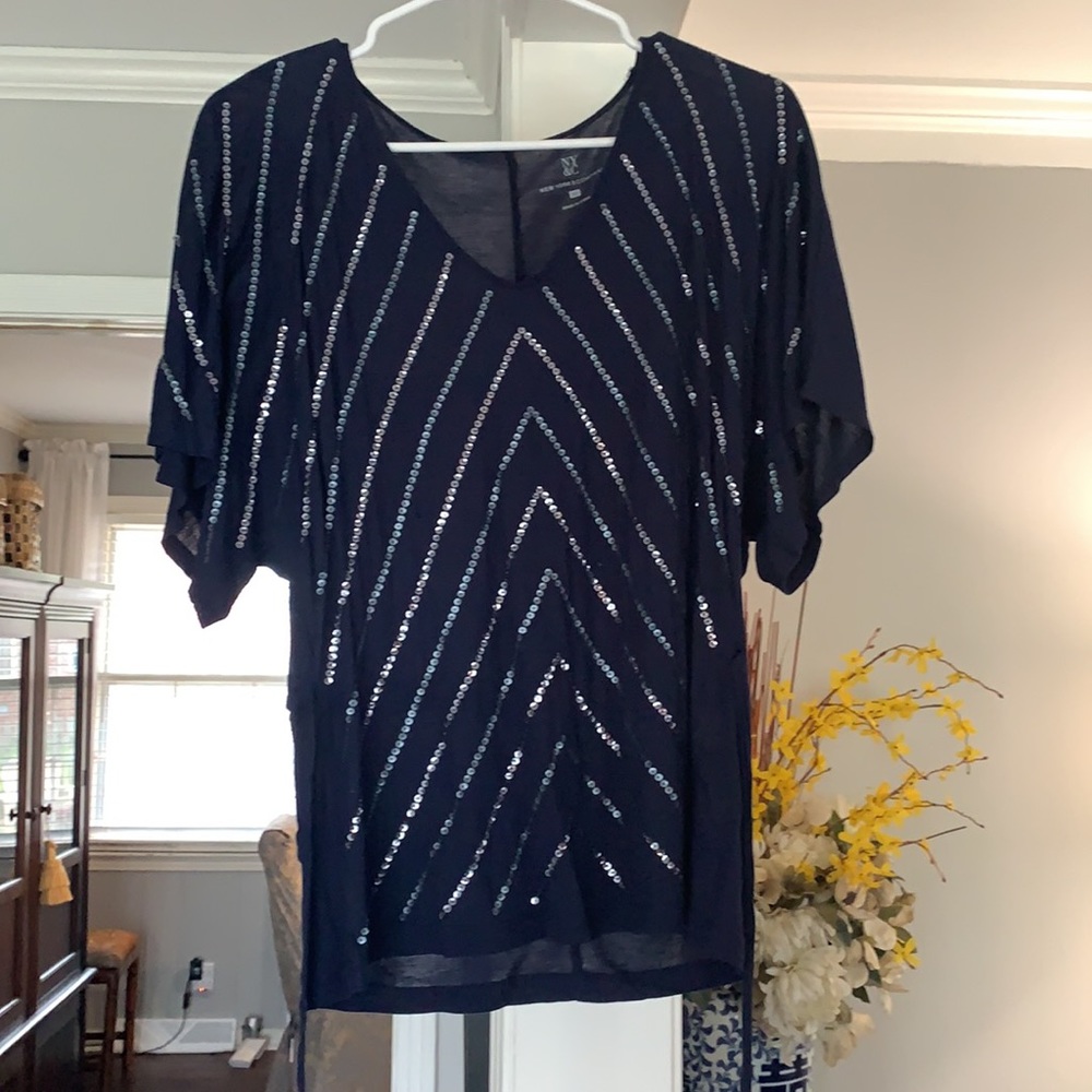 NY & Co Sequined Blue Top